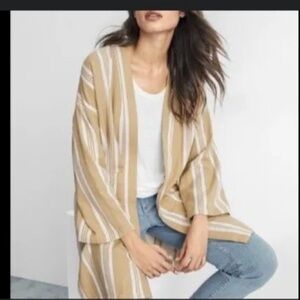NWT Eileen Fisher Reed Kimono Striped Organic Cotton Double-weave Jacket S/M P/M